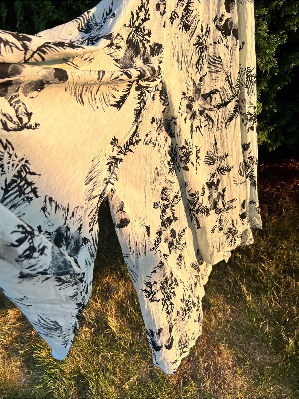 Free People Mint and Black Botanical Print Maxi Dress